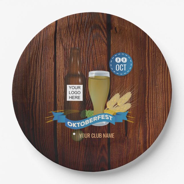 Assiettes En Carton Octoberfest Club/Pub/Company ajouter le logo (Devant)