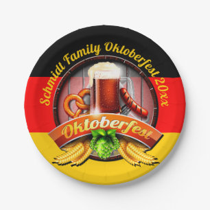 Assiettes En Carton Octoberfest Festival Personnaliser le nom Année 7"
