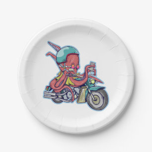 Assiettes En Carton Octopus à moto