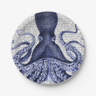 Assiettes En Carton Octopus bleu