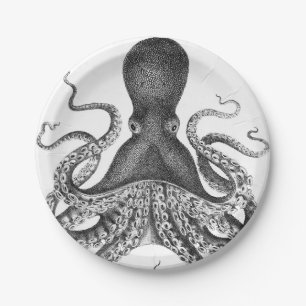 Assiettes En Carton Octopus d'impression Vintage