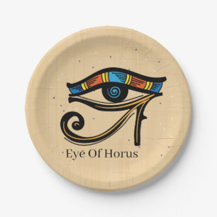 Assiettes En Carton OEil de Horus sur papyrus, hiéroglyphes égyptiens