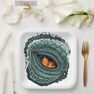 Assiettes En Carton Œil de prédateur reptile primal