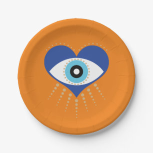 Assiettes En Carton Oeil mal grec du coeur