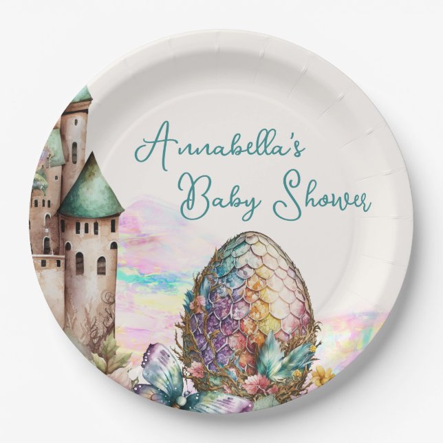 Assiettes En Carton Oeuf de dragon de bébé Fairytale (Devant)