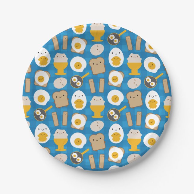 Assiettes En Carton Oeufs de Kawaii pour le petit déjeuner (Devant)