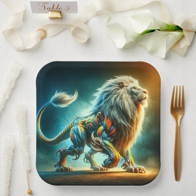 Assiettes En Carton OEuvre de Lion (Mariage)