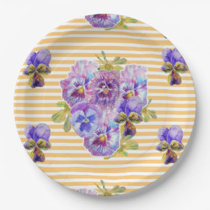 Assiettes En Carton Oeuvres d'art à la sauce jaune Fleurs Motif Plaqu