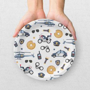 Assiettes En Carton Officier de police appelant toutes les unités Fête