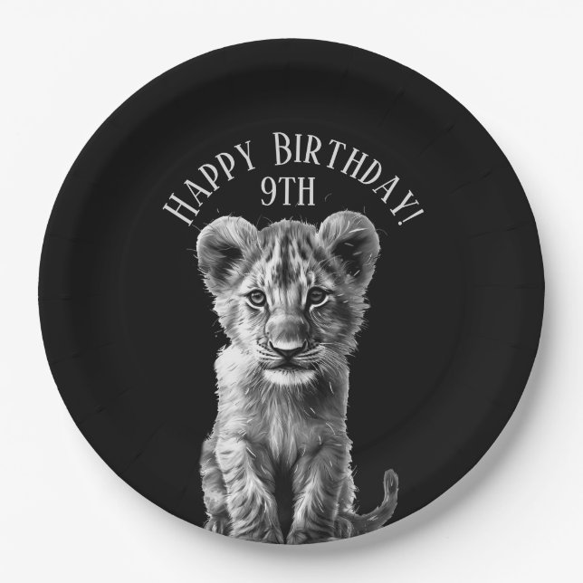 Assiettes En Carton Oh Baby Big Cat Cub Anniversaire et âge (Devant)