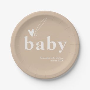 Assiettes En Carton Oh Baby Boho Simple Baby shower de coeur