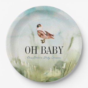 Assiettes En Carton Oh Baby Duck/Mallard Watercolor Baby shower garçon