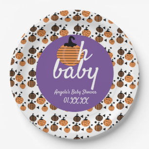Assiettes En Carton Oh Baby Halloween Confetti Baby shower Citrouille
