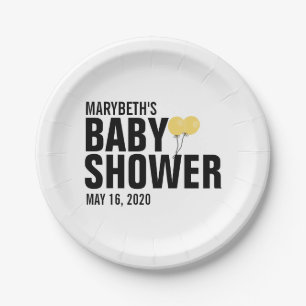 Assiettes En Carton Oh Baby jaune Baby shower de ballon plaque de papi