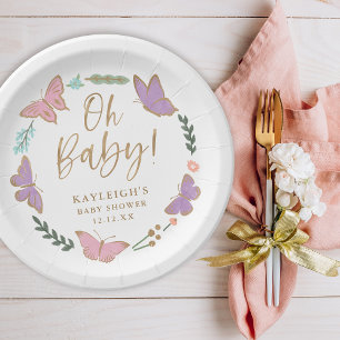 Assiettes En Carton Oh Baby Joli Baby shower de papillons