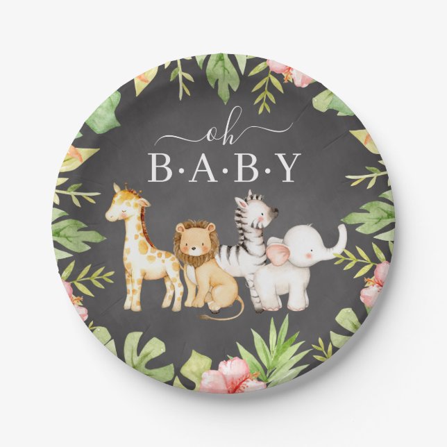 Assiettes En Carton Oh Baby Jungle Baby shower 7" Plaque (Devant)