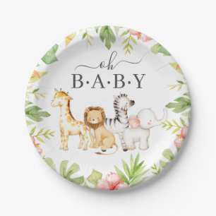 Assiettes En Carton Oh Baby Jungle Baby shower 7" Plaque