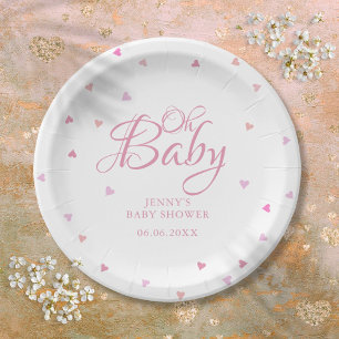 Assiettes En Carton Oh Baby mignon Baby shower Coeurs roses