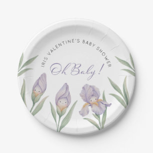 Assiettes En Carton Oh Bébé Iris Aquarelle Floral Lavande Violet