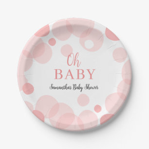 Assiettes En Carton Oh Bébé Pois rose Baby shower fille