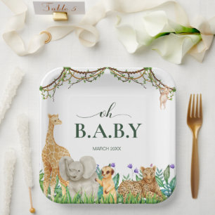 Assiettes En Carton Oh bébé Safari sauvage Baby shower de la jungle an