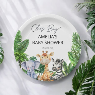 Assiettes En Carton Oh Boy Jungle Safari Baby shower Tropical Papier P