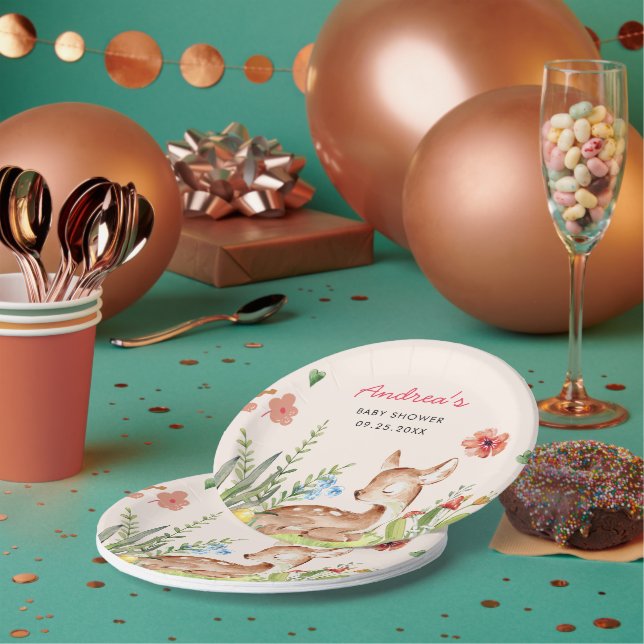 Assiettes En Carton Oh Deer Baby shower (Multi)