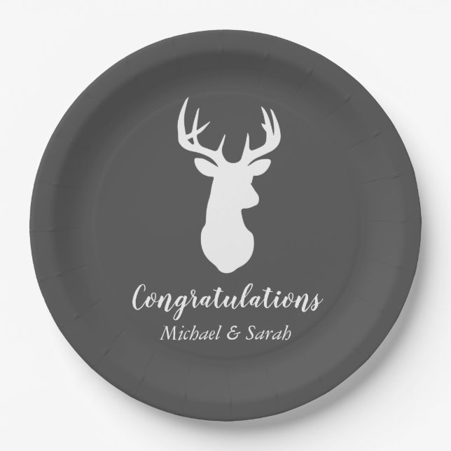Assiettes En Carton Oh Deer Baby shower Blue Boy (Devant)