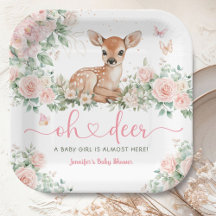 Oh Deer Baby shower Girl Papier rose