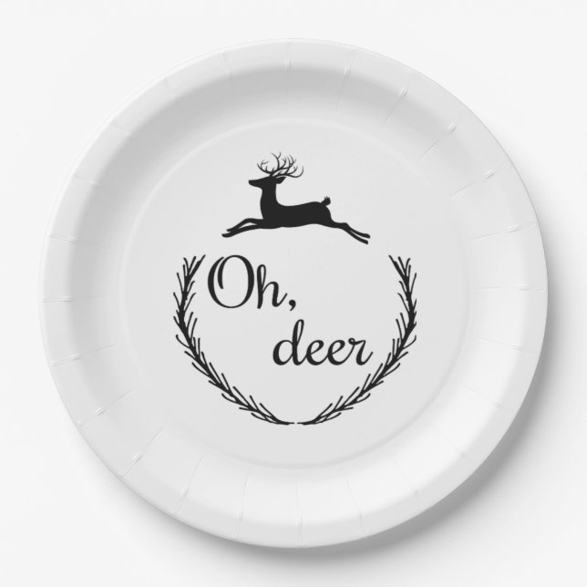 Assiettes En Carton Oh Deer Funny Style Design  (Devant)