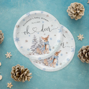 Assiettes En Carton Oh Deer Winter Baby Garçon Douche Plaques en papie
