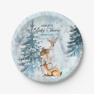 Assiettes En Carton Oh Deer Woodland Animaux Winter Boy Baby shower Pa