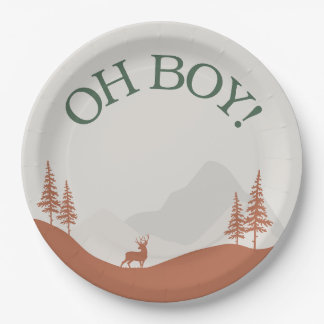 Assiettes En Carton oh garçon boisé baby shower de montagne plaque