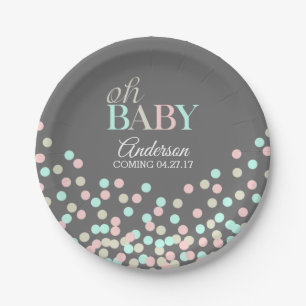 Assiettes En Carton Oh le genre de confettis de bébé indiquent le bl
