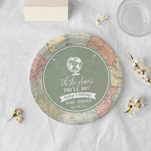 Assiettes En Carton "Oh les endroits où tu iras !" Baby shower Carte d