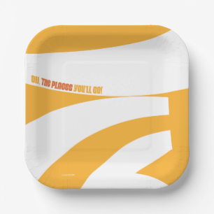 Assiettes En Carton Oh, Les Endroits Où Tu Vas Aller ! Orange Swirls