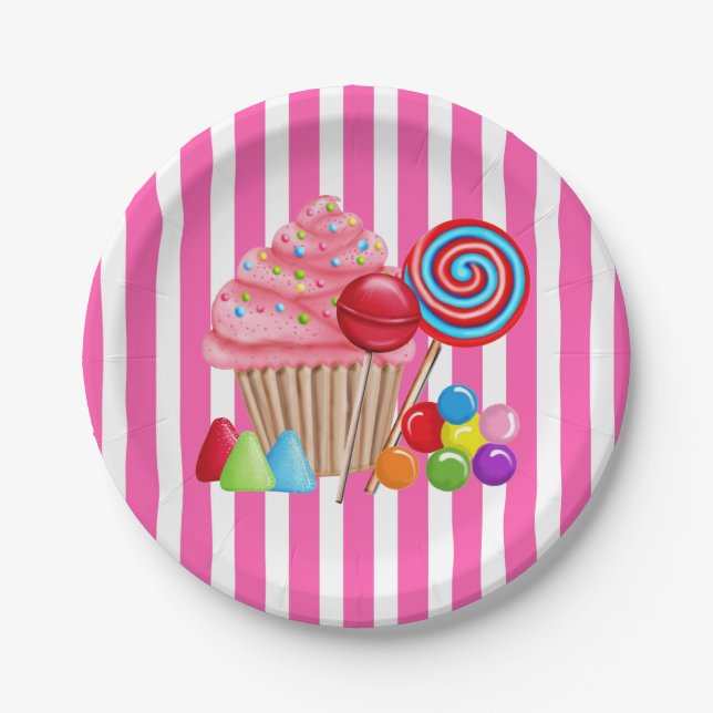 Assiettes En Carton Oh plaques à papier douces de Candyland (Devant)