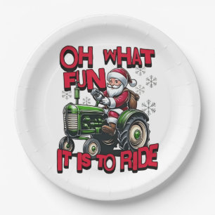 Assiettes En Carton Oh Quelle Joie De C'est De Monter Noël Agriculteur