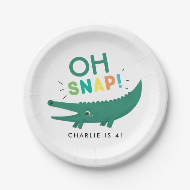 Assiettes En Carton Oh Snap Alligator Crocodile Plaques de fête d'anni (Devant)