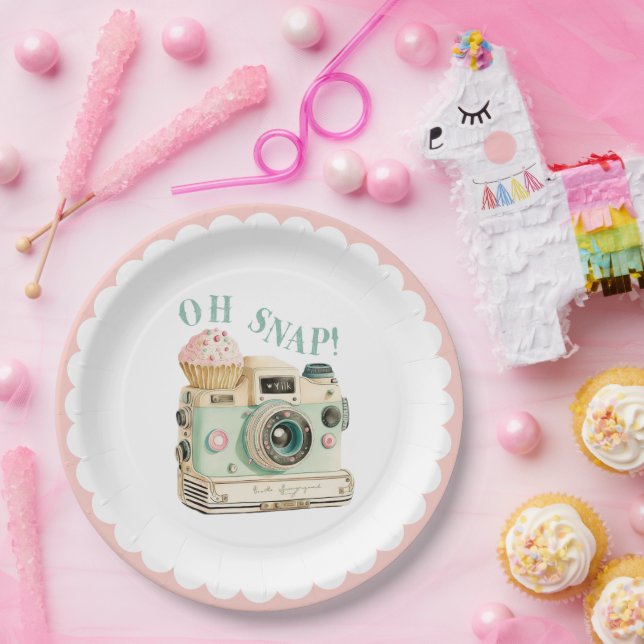 Assiettes En Carton Oh Snap | Anniversaire de la caméra (Fête)