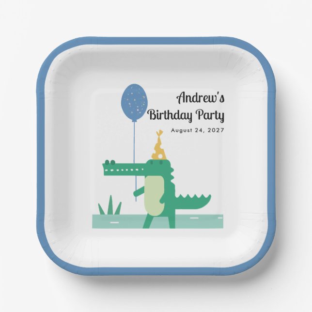Assiettes En Carton Oh Snap mignon Anniversaire de enfant Alligator (Recto)