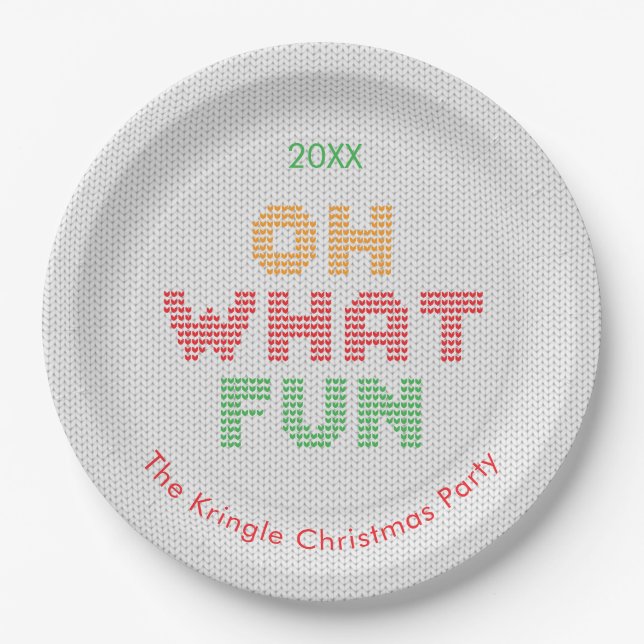 Assiettes En Carton Oh What Fun Christmas Sweat Typographie (Devant)