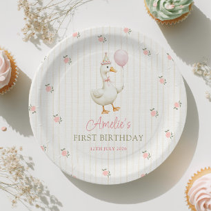 Assiettes En Carton Oie Vintage Premier Anniversaire 