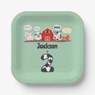 Assiettes En Carton Oink Baa Moo 2e anniversaire ferme animaux enfants