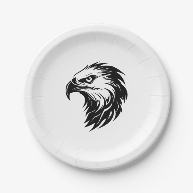 Assiettes En Carton Oiseau à tête d'aigle en silhouette de proie (Devant)