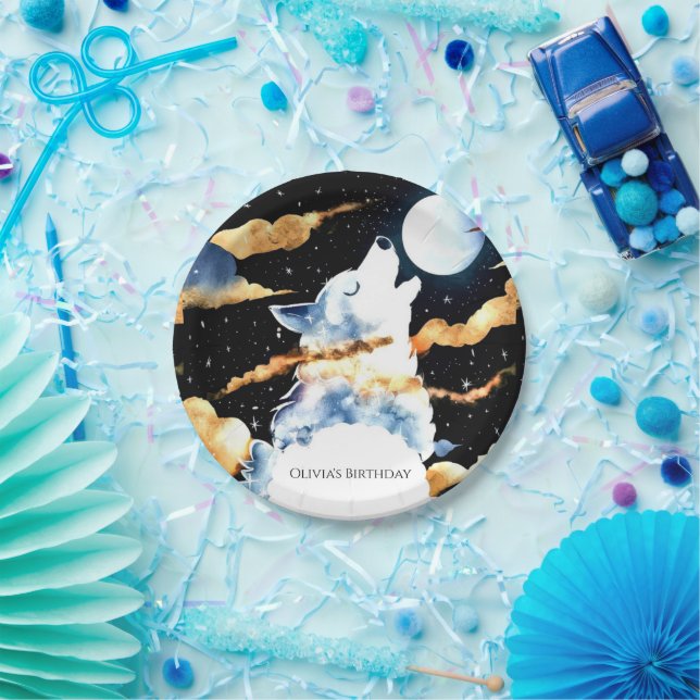 Assiettes En Carton Oiseau de loup hurlant (Fête)