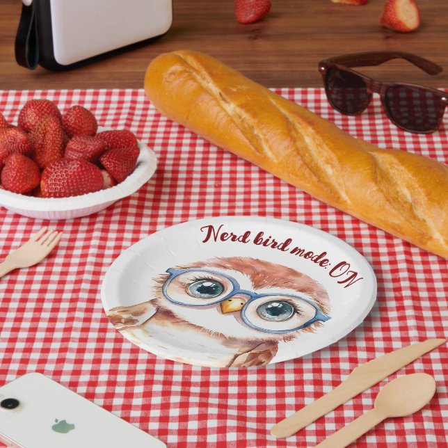 Assiettes En Carton Oiseau Nerd geek (Pique-nique)