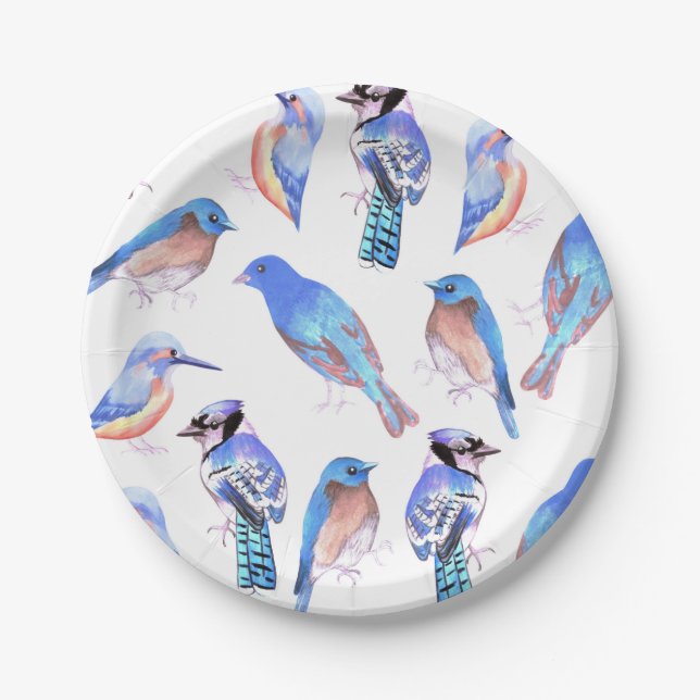 Assiettes En Carton Oiseaux dans les teintes et les nuances des amants (Devant)