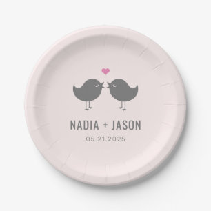 Assiettes En Carton Oiseaux de l'amour ÉDITABLE COULEUR Mariage ou fia