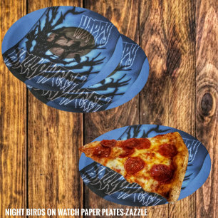 Assiettes En Carton Oiseaux de nuit à surveiller